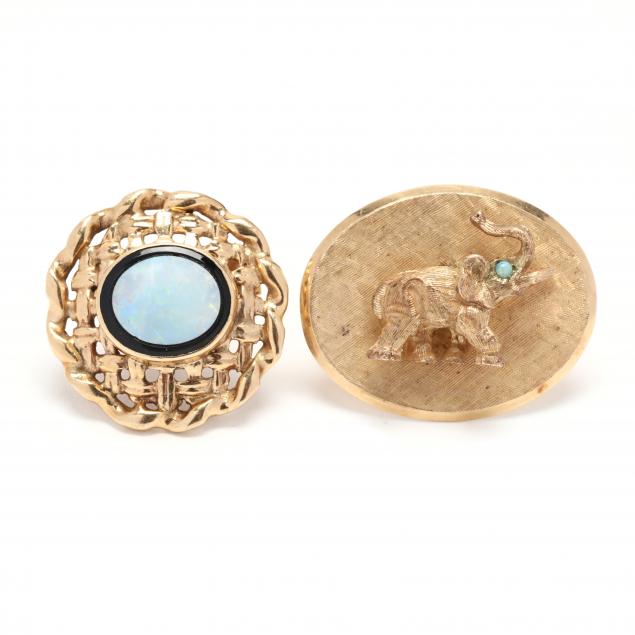 two-gold-and-gem-set-cufflinks