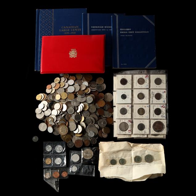 scarce-world-coins-a-bag-of-coins-and-three-whitman-canadian-coin-albums