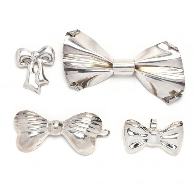 four-sterling-silver-bow-motif-jewelry-items-mexico