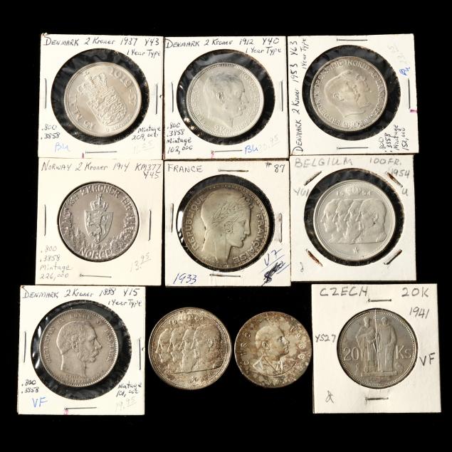 ten-10-european-half-crown-sized-silver-coins