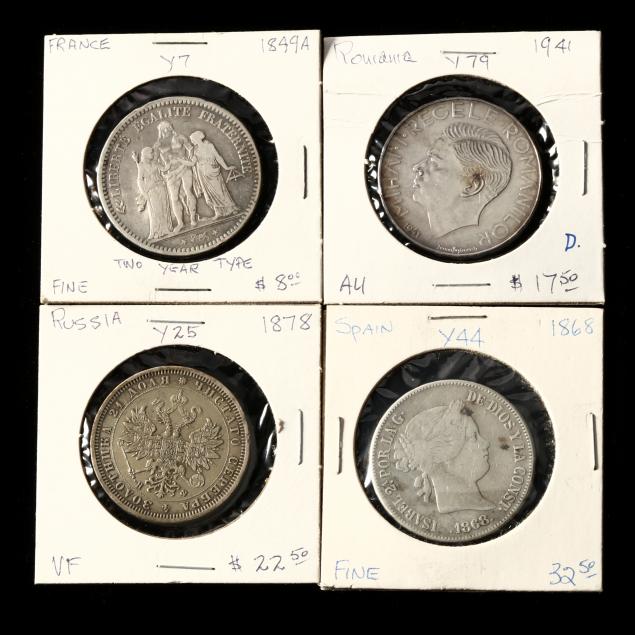 four-european-silver-crowns