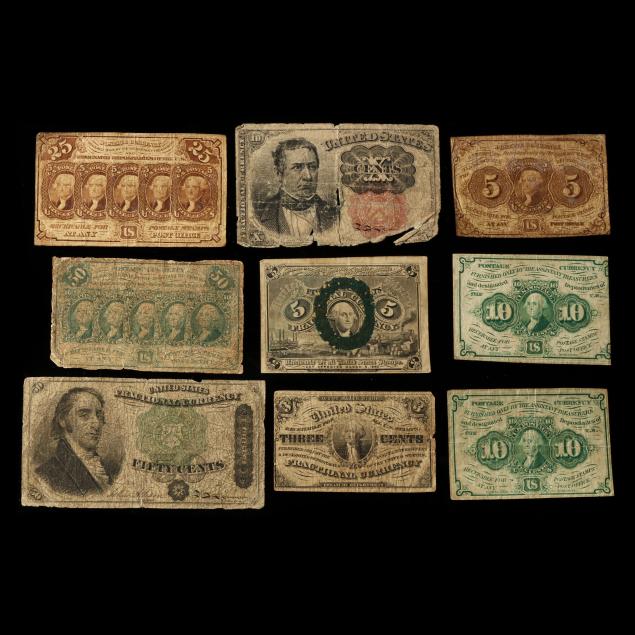nine-examples-of-19th-century-united-states-fractional-currency