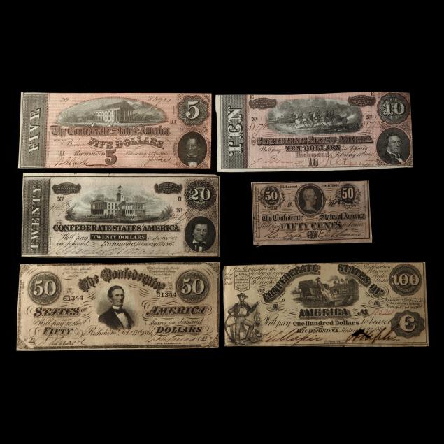 six-different-denominations-of-confederate-currency