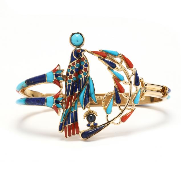 gold-bracelet-inlaid-with-coral-lapis-and-turquoise