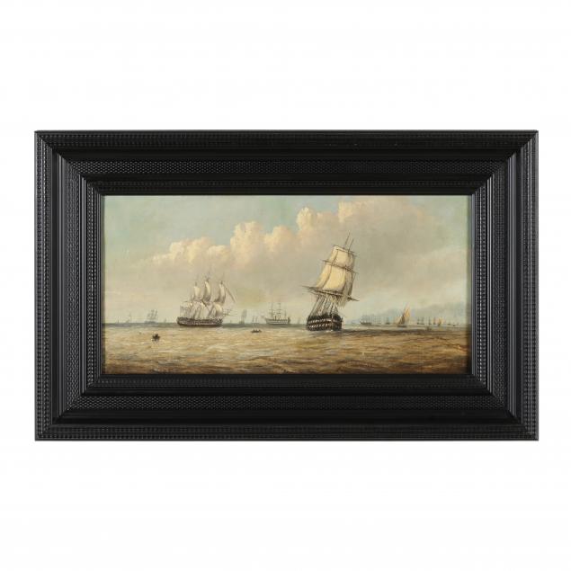attributed-thomas-luny-english-1759-1837-maritime-scene-with-two-deckers