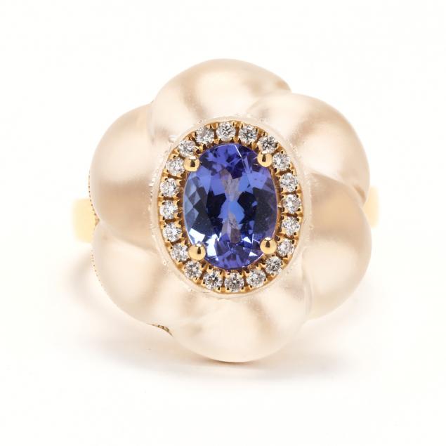 gold-tanzanite-carved-crystal-quartz-and-diamond-ring