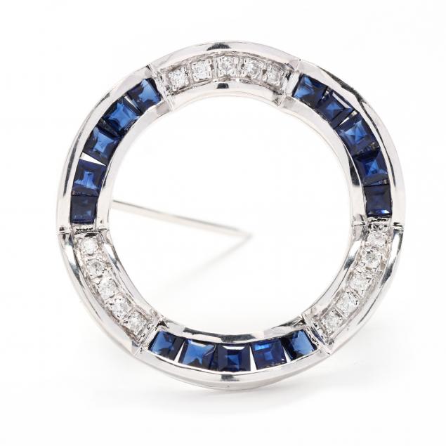 white-gold-sapphire-and-diamond-circle-brooch