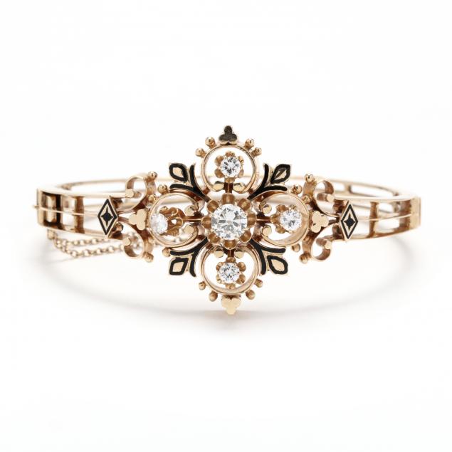 aesthetic-revival-style-gold-diamond-and-enamel-bracelet