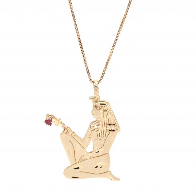gold-and-gem-set-egyptian-motif-pendant-necklace