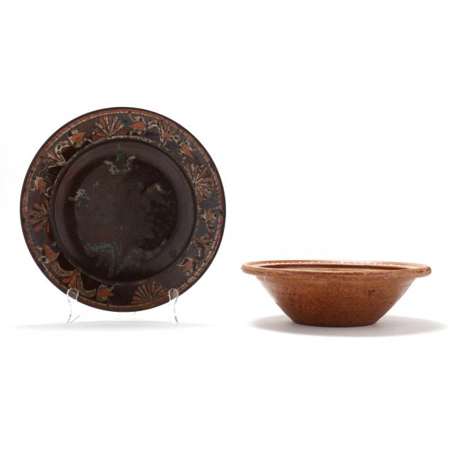 two-pieces-of-decorated-redware