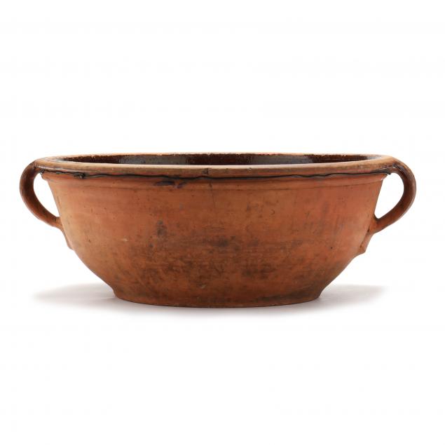 attributed-thomas-krause-bethabara-nc-moravian-earthenware-basin-of-large-proportions