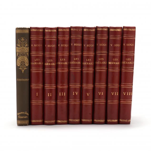 eight-volume-antique-french-edition-of-i-les-miserables-i-and-a-gardening-book