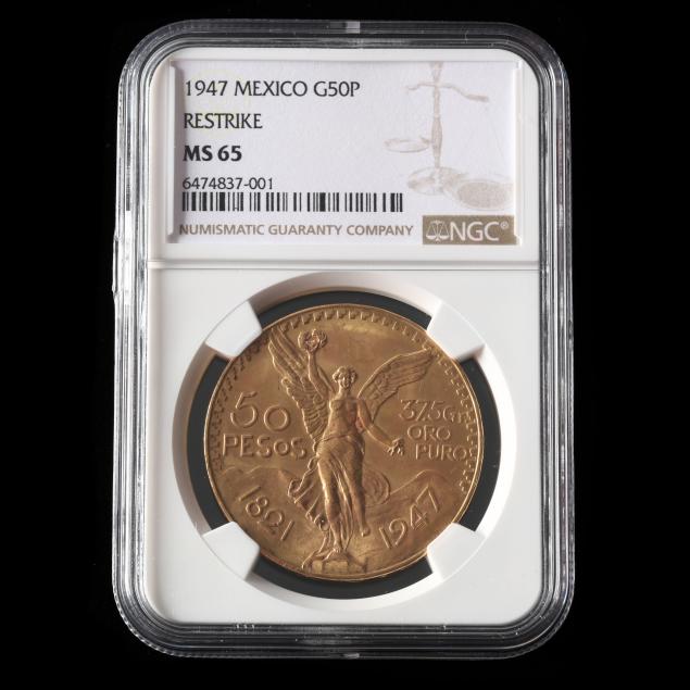 mexico-1947-gold-50-pesos-restrike-ngc-ms65