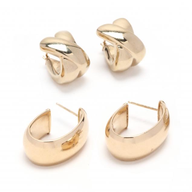 two-pairs-of-gold-earrings