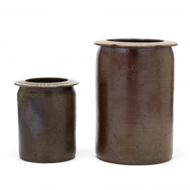 himer-fox-1826-1909-chatham-county-nc-two-storage-jars