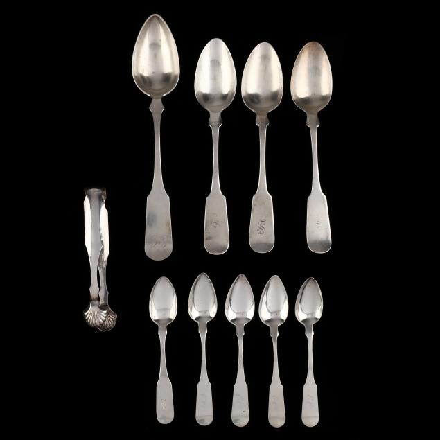 a-group-of-ten-virginia-coin-silver-flatware-items