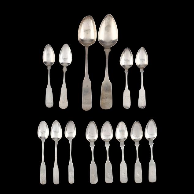 a-grouping-of-14-american-coin-silver-spoons
