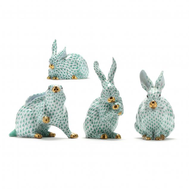 four-herend-porcelain-rabbits