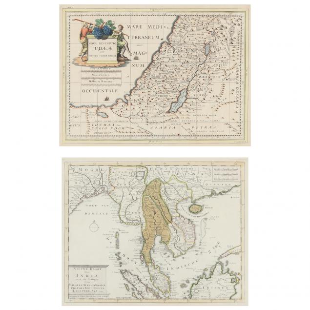 early-maps-of-israel-and-southeast-asia-both-copperplate-engravings-with-color