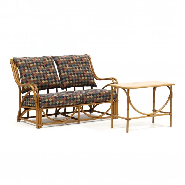heywood-wakefield-vintage-rattan-settee-and-table