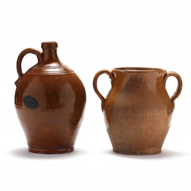 attributed-piedmont-nc-two-early-earthenware-vessels
