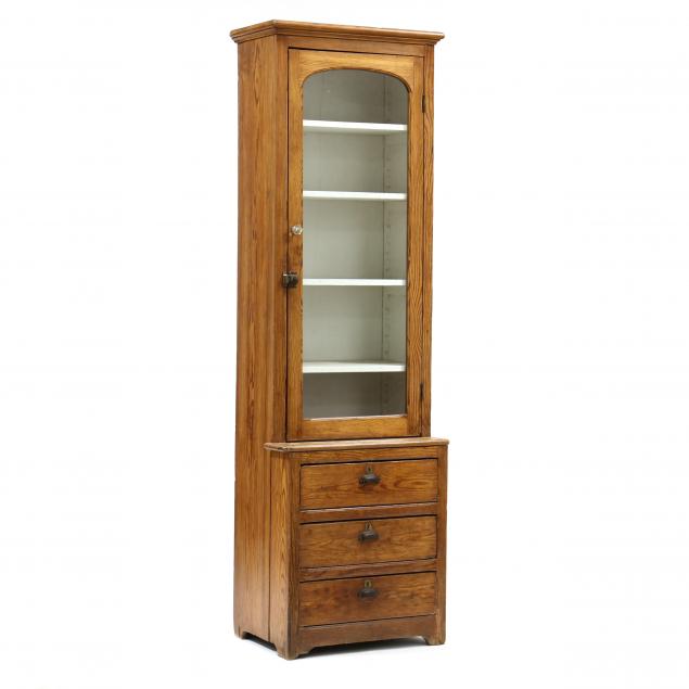 antique-southern-yellow-pine-drugstore-cabinet