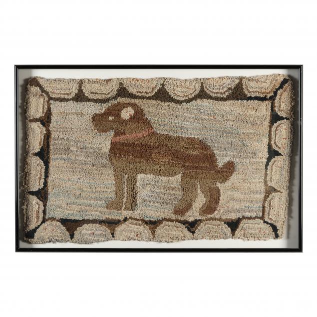 framed-hooked-rug-of-a-dog