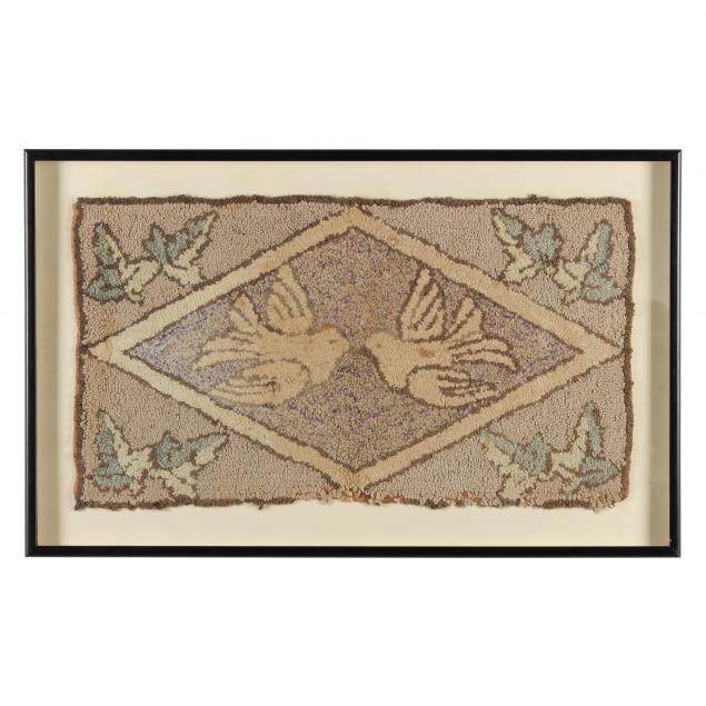 framed-hooked-rug-of-lovebirds