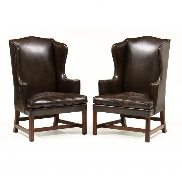 kittinger-pair-of-leather-upholstered-chippendale-style-easy-chairs
