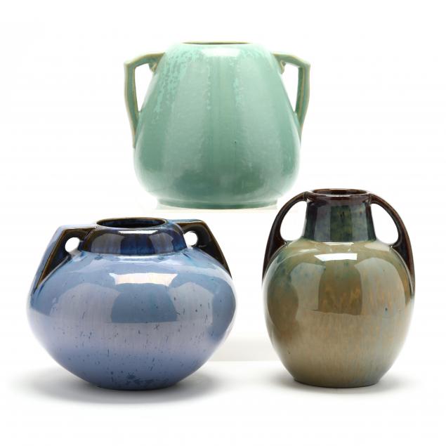fulper-three-art-deco-pottery-vases