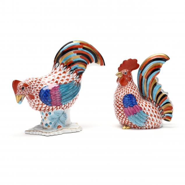 two-large-herend-porcelain-roosters