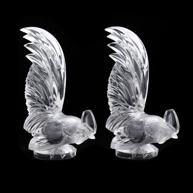 lalique-pair-of-i-coq-nain-i-crystal-car-mascots