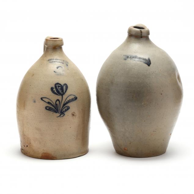 two-19th-century-american-stoneware-jugs-signed