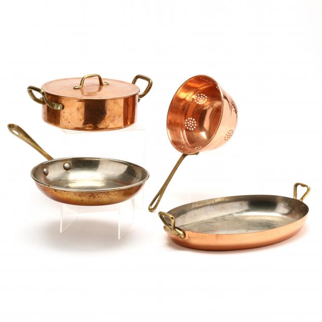 four-vintage-copper-kitchen-cookware-items