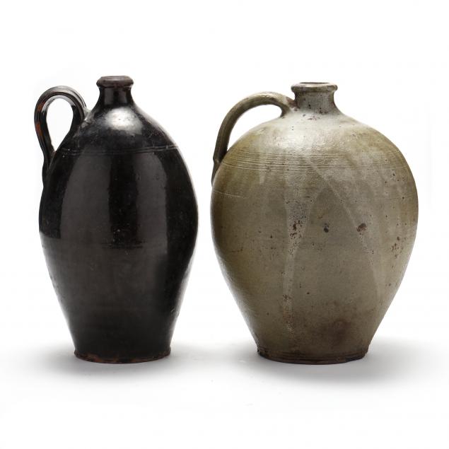two-alkaline-glazed-jugs-19th-century-nc-two-gallon-size