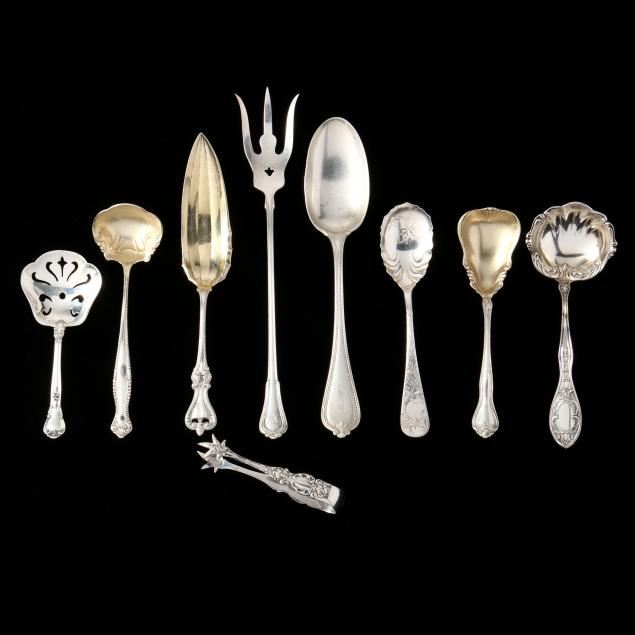 a-grouping-of-nine-american-sterling-silver-servers