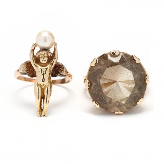 two-vintage-gold-and-gem-set-rings