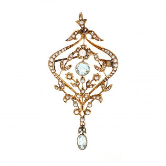 antique-gold-and-gem-set-pendant-brooch