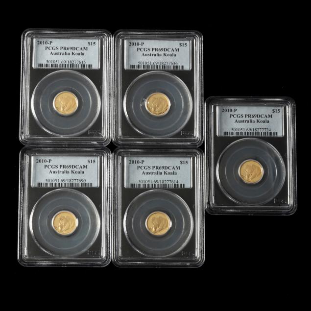 australia-five-5-2010-proof-1-10-oz-koala-gold-coins-pcgs-pr69dcam