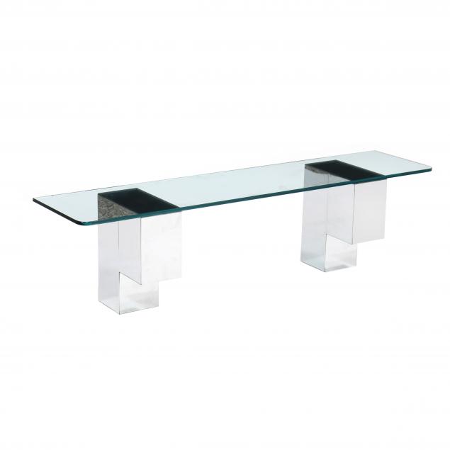evans-style-chrome-and-glass-floating-console-table