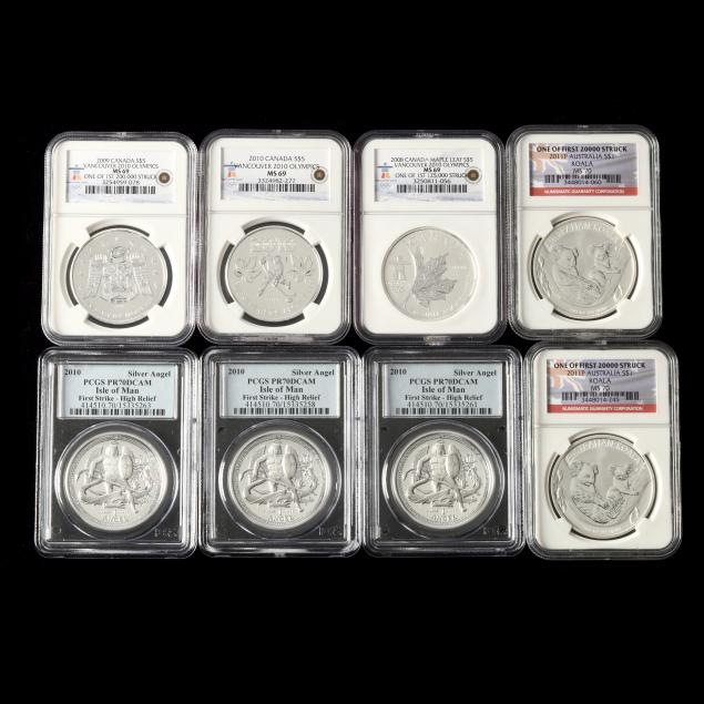 eight-8-mint-state-and-proof-silver-crowns-featuring-queen-elizabeth-ii
