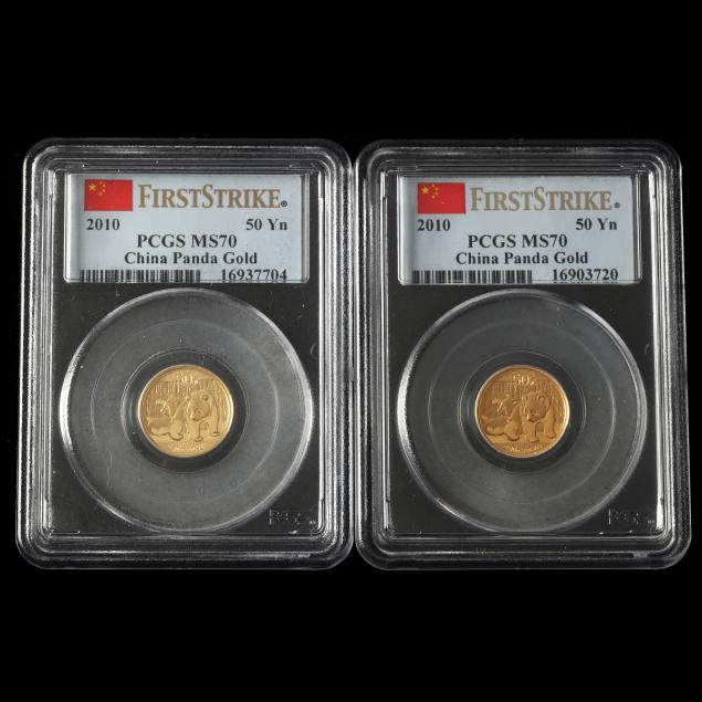 china-two-2010-50-yuan-first-strike-gold-pandas-pcgs-ms70