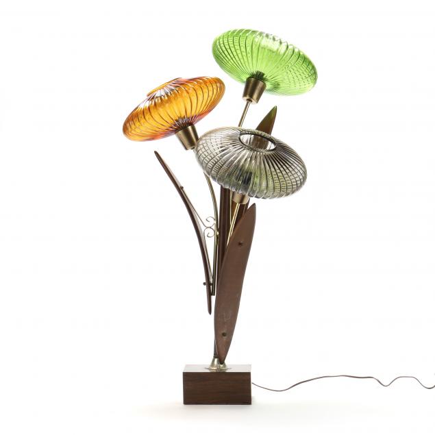 mid-century-triple-shade-flower-table-lamp