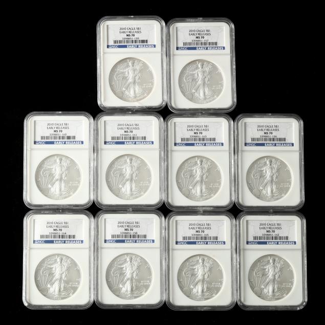 ten-2010-1-american-silver-eagle-early-releases-ngc-ms70
