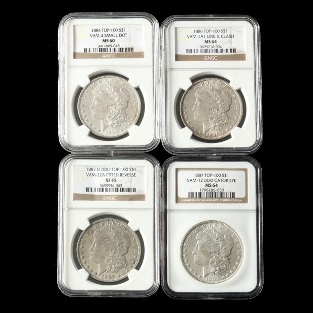 four-ngc-graded-vam-top-100-morgan-silver-dollars