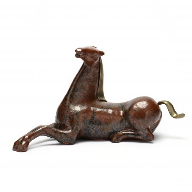loet-vanderveen-american-dutch-1921-2015-ceramic-and-bronze-recumbent-horse