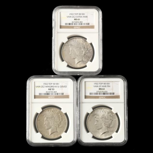 three-3-1922-peace-dollars-attributed-by-top-50-vam-varieties