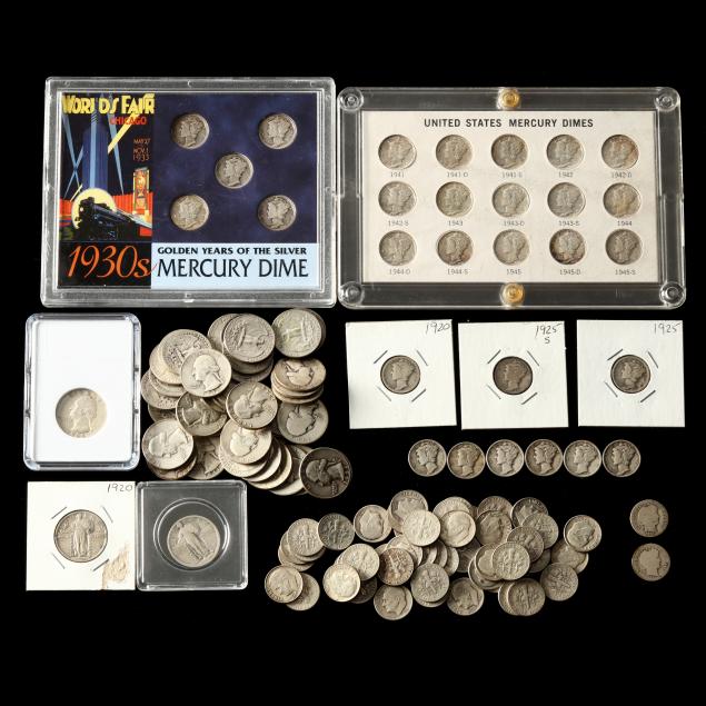 grouping-of-circulated-20th-century-u-s-silver-coins
