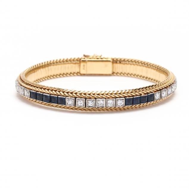 art-deco-platinum-diamond-and-synthetic-sapphire-bracelet-with-yellow-gold-jacket-french
