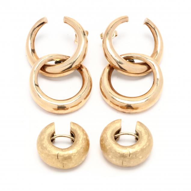 two-pairs-of-gold-earrings